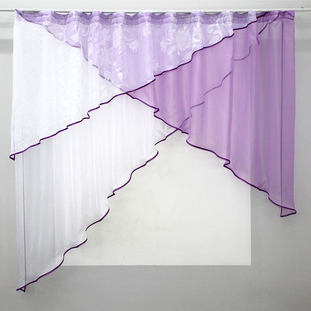 Кухонная занавеска VR-Textil № 00к сиреневый с белым 280х170 см (59-672) Киев - изображение 1