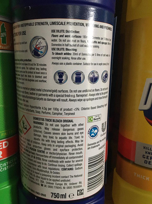 🧼 DOMESTOS Thick Bleach Original 750 мл – Супер сила чистоти та захисту 🦠✨ Київ - фото 3