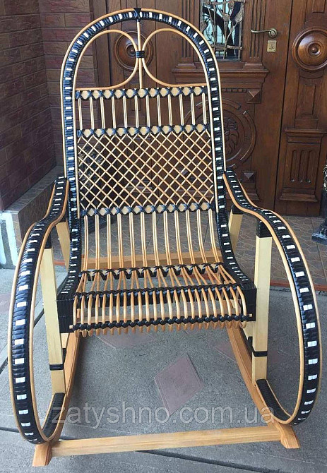 Качалка крісло ротангове | крісло-гойдалка з ротанга | крісло гойдалка плетена з підставкою Київ - фото 10