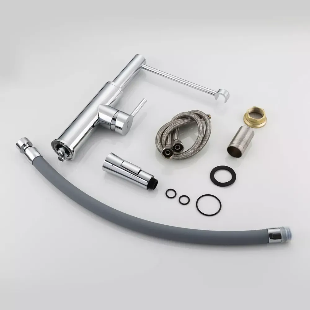 Смеситель для кухни Frap F4452-6 с гибким изливом, 2 режима, серый/хром Киев - изображение 7