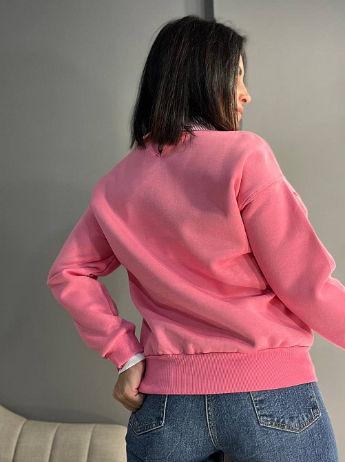 Світшот жіночий OLIVIA 2473 з коміром та малюнком попереду утеплений на флісі one size, рожевий, one size Київ - фото 3