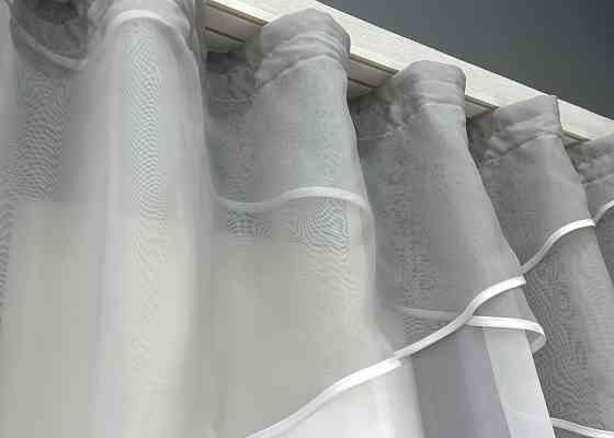 Кухонный тюль арка с ламбрекеном VR-Textil № 025к серый с белым 270х170 см (52-1217) Киев