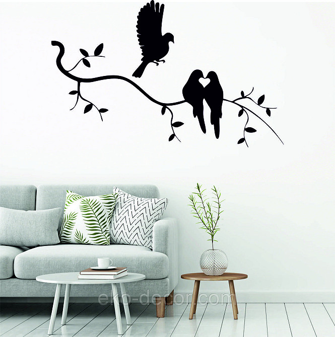 Декоративное настенное Панно «Птичка на ветке», Декор на стену 70*44 см, Черный Киев - изображение 1