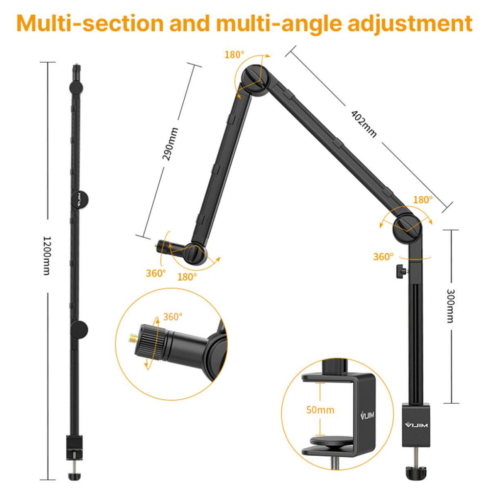 Штатив тримач Ulanzi Vijim microphone boom arm UV-2806 Одеса - фото 6