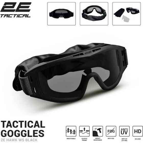 Маска тактична, захисна 2E Hawk WS Black Anti-fog, 3-х шаровий ущільнювач, сумка, 3 лінзи Київ