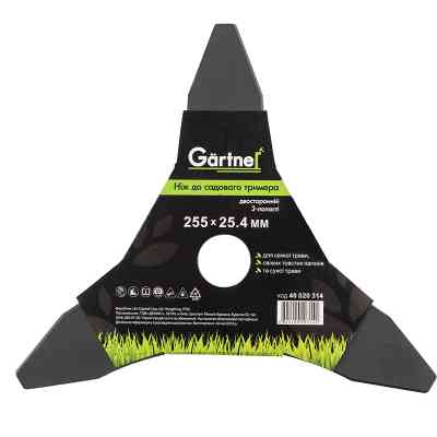 Нож для триммера Gartner 255х25.4 мм 3-лопасти двухсторонний (40020314) Винница