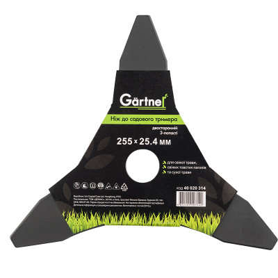 Нож для триммера Gartner 255х25.4 мм 3-лопасти двухсторонний (40020314) Винница - изображение 1