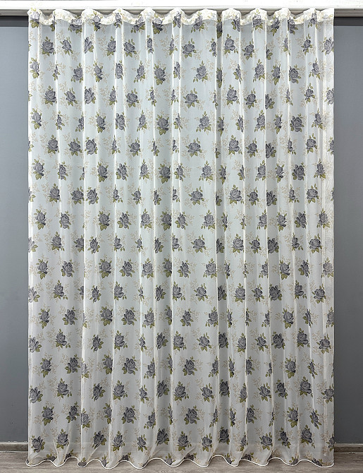 Тюль шифоновая с принтом цвет белый с серым 1801т Киев - изображение 8