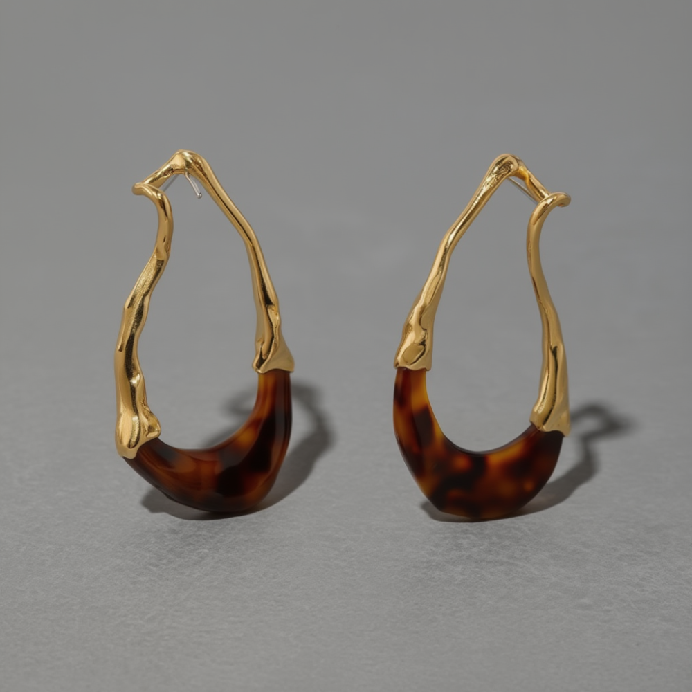 Сережки пара сережки-кільця золотисті зігнутої форми жіноча біжутерія сережки комплект мідний сплав Кам'янець-Подільський - фото 2