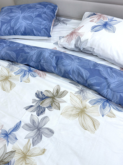 Ecotton Комплект постільної білизни Ecotton полуторний 150х215 см Квіти двосторонній білий (210 Коломия - фото 2