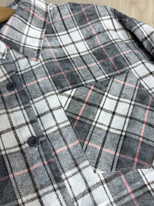 Сорочка жіноча YZY 7765 в клітинку оверсайз широка варена, сірий, one size Київ - фото 2