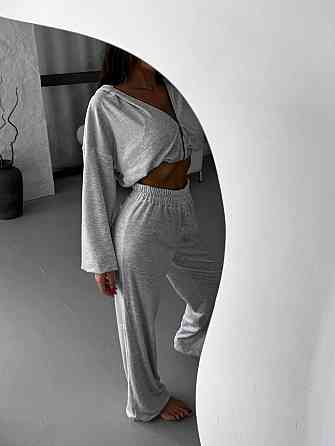 Женский плюшевый прогулочный костюм двойка: кофта и штаны турецкий велюр Серый, 42/44 Одесса