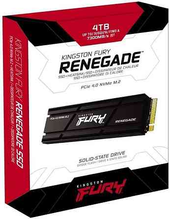 Накопичувач SSD 4.0TB Kingston Fury Renegade with Heatsink M.2 2280 PCIe 4.0 x4 NVMe 3D TLC (SFYRDK/4000G) ( Харків