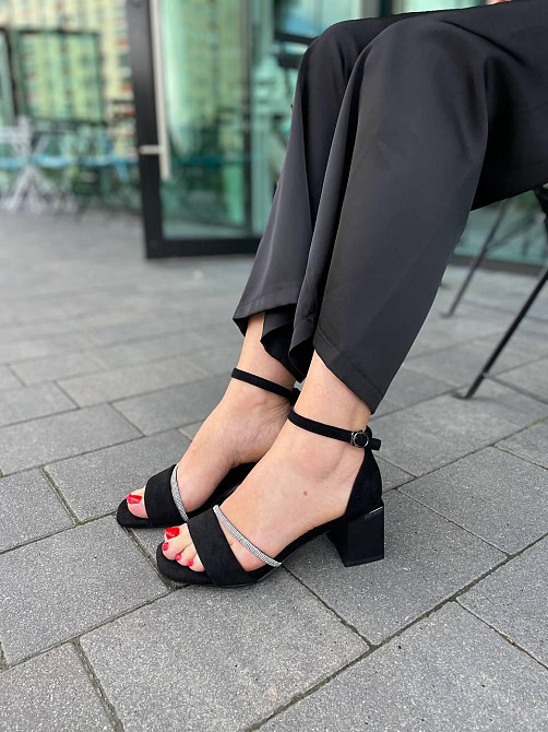 Meideli Чорні босоніжки жіночі літні на підборах молодіжні з еко-замші MEIDELI H008H-16 р. 36-4 Коломыя - изображение 9