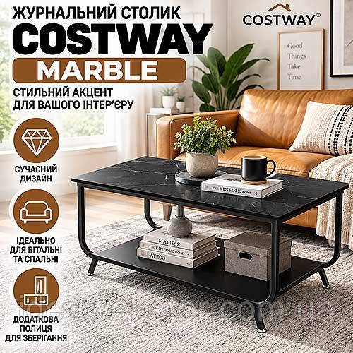 Журнальный столик Costway Marble черный маленький современный гостиную спальню комнату Киев - изображение 8