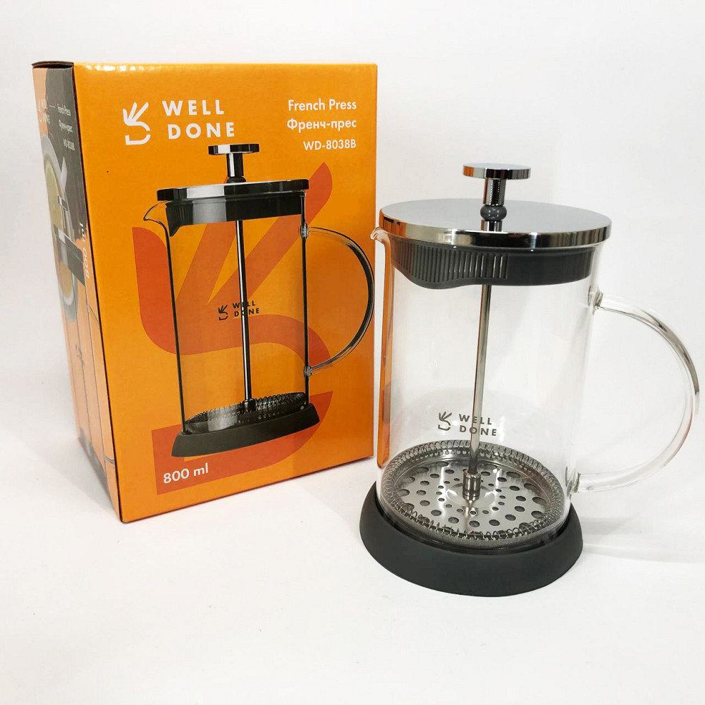 Френч-прес з ручкою Well Done WD-8038B 800 мл, Френч-прес для заварювання кави, Заварник для трав PX-61 Львів - фото 8
