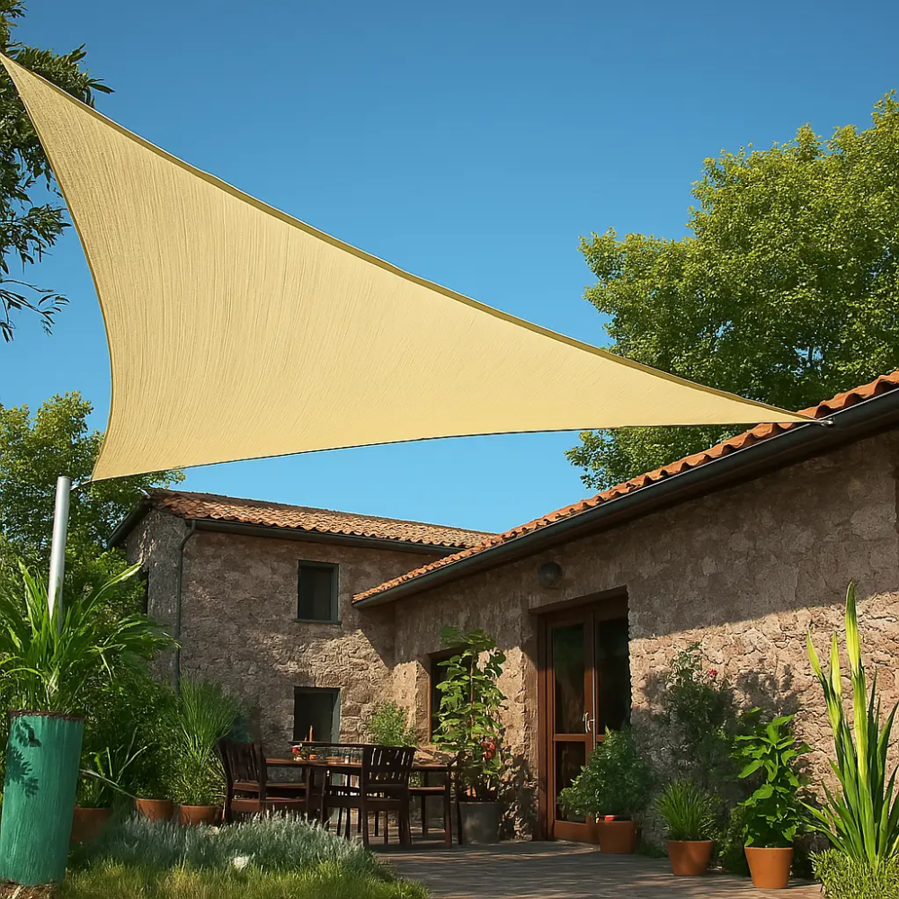 Тент навес затеняющий Tentorium треугольный 4х6х7.2м Сетка (Бежевый) Винница - изображение 5
