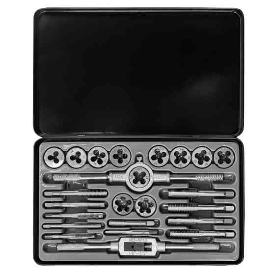 Набір мітчиків та плашок дюймовий 24пр. (1/4, 5/16, 3/8, 7/16, 1/2), у металевому кейсі SCHEPPACH SCH-M024-2 Одесса