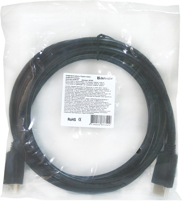 Кабель HDMI M - M, 2.0 м, V1.4, Defender, чорний, HDMI-07 Винница - изображение 3