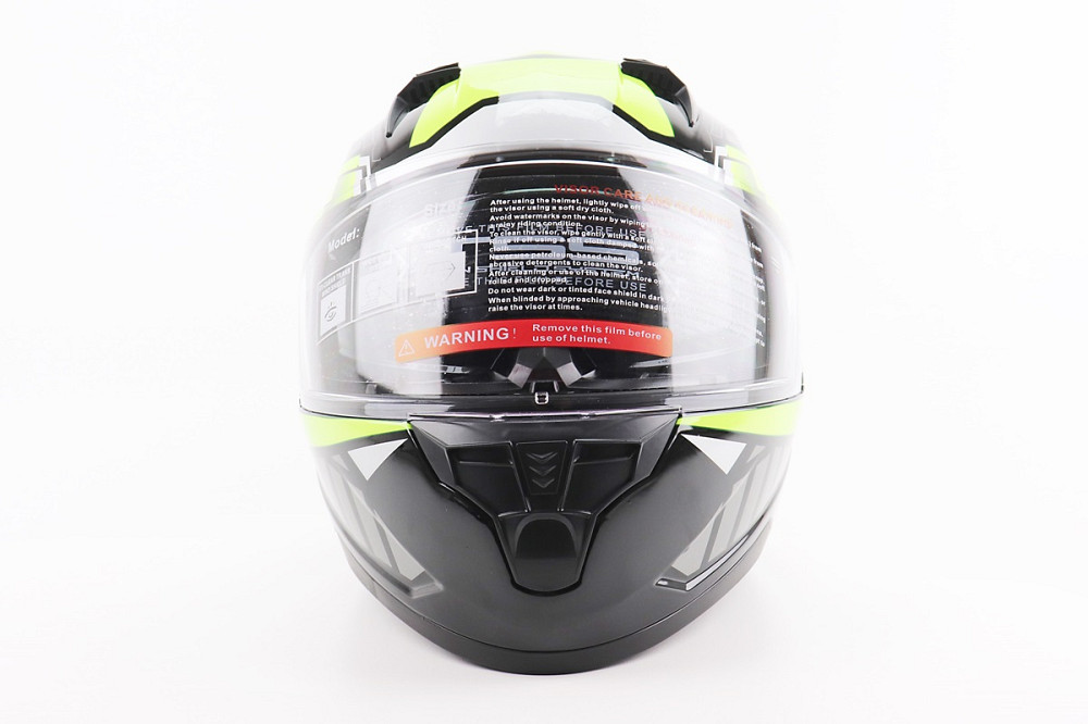 Шолом інтеграл, закритий (сертифікація DOT)+відкидні окуляри BLD-M67 L (59-60см), ЧОРНИЙ/НЕОНОВО-ЗЕЛЕНИЙ Киев - изображение 4