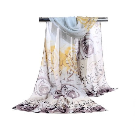 Шарф из шифона с розами, разноцветный - размер шарфа приблизительно 145*48см, 100% вискоза Киев - изображение 1