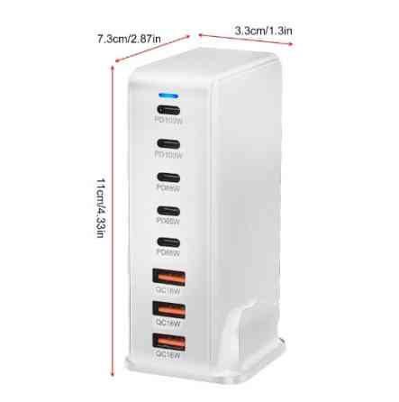 Сетевое зарядное устройство GaN YMX-908-440W (2Type-C-100W+3Type-C-65W+3USBQC3.0-18W) Белый Винница