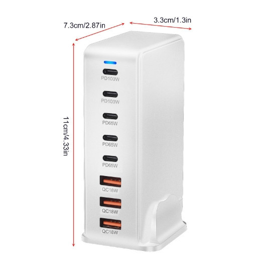 Сетевое зарядное устройство GaN YMX-908-440W (2Type-C-100W+3Type-C-65W+3USBQC3.0-18W) Белый Винница - изображение 4