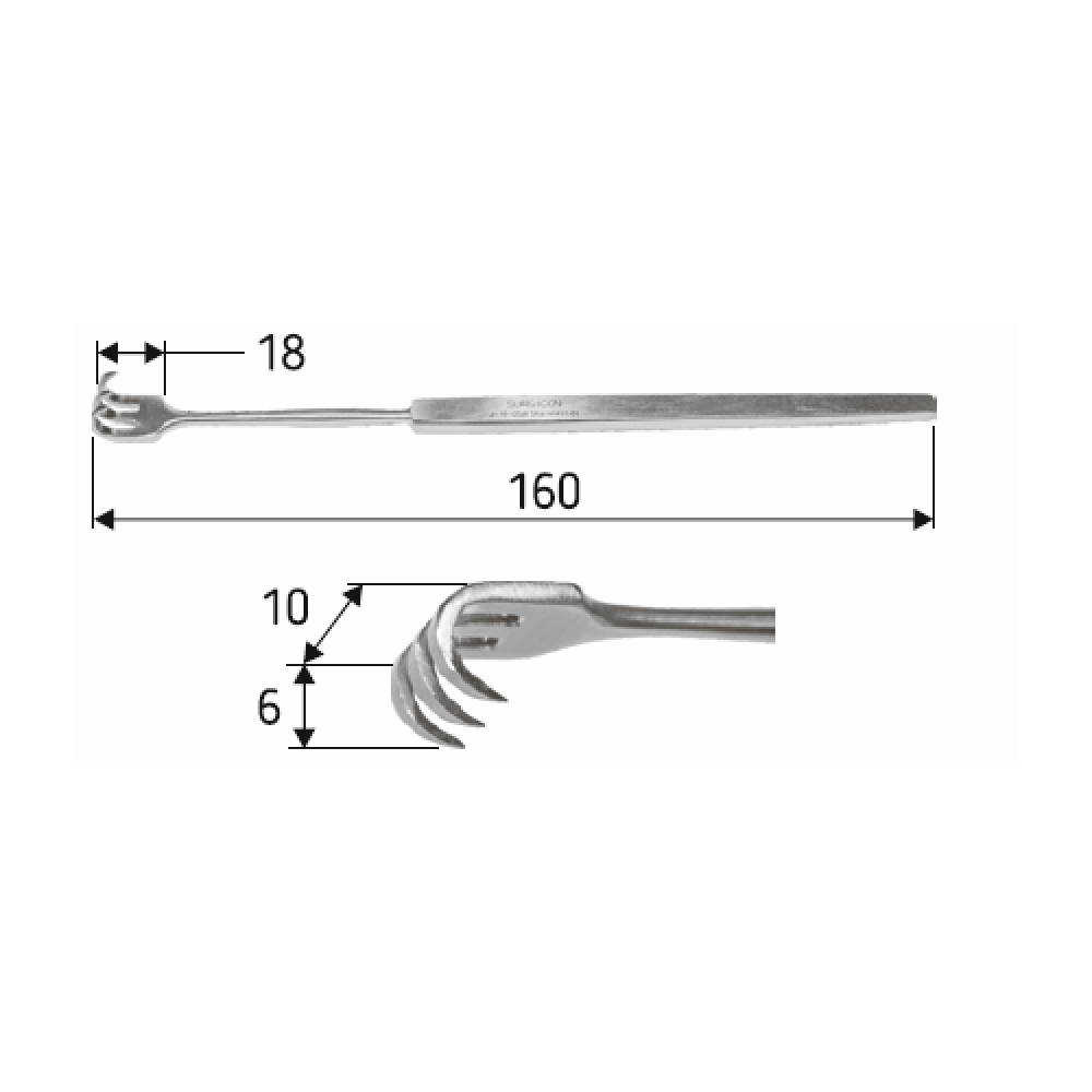 Ретрактор острый 16cм, три-зубый, J-19-058 Днепр - изображение 2