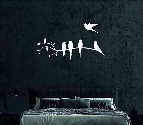 Декоративное настенное Панно «Птички на ветке», Декор на стену 50*16 см, Белый Киев