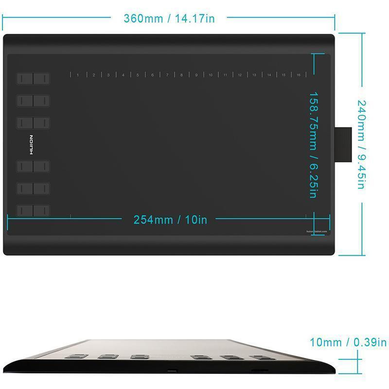 New_Графічний планшет Huion New 1060Plus + рукавичка ( Чорний ) Харьков - изображение 7