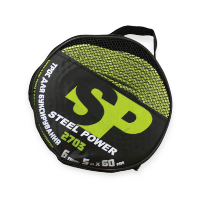 Трос лента 6 т х 5,0м х 60мм крюк/салат/сумка/полипропилен steel power буксир. Мукачево - изображение 1