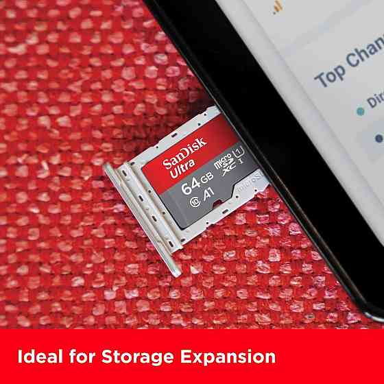 Карта пам'яті SanDisk Ultra SDSQUAB-064G-GN6MA 64GB червоно-сіра microSDXC A1 Class 10 U1 UHS-I до140MB/s з адаптером для Київ