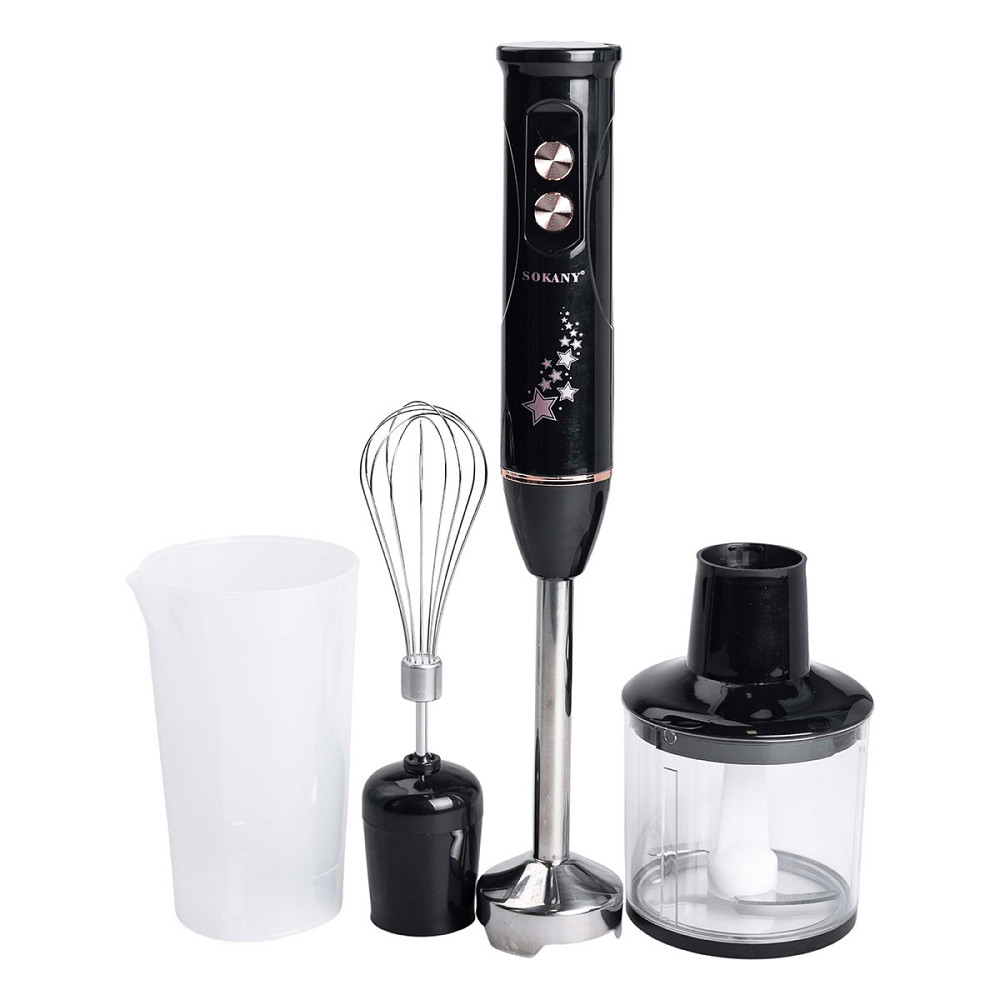 Sokany Блендер ручний занурювальний з насадками 4 в 1 600 Вт 2 чаші та вінчик Чорний Sokany SK- Коломыя - изображение 4