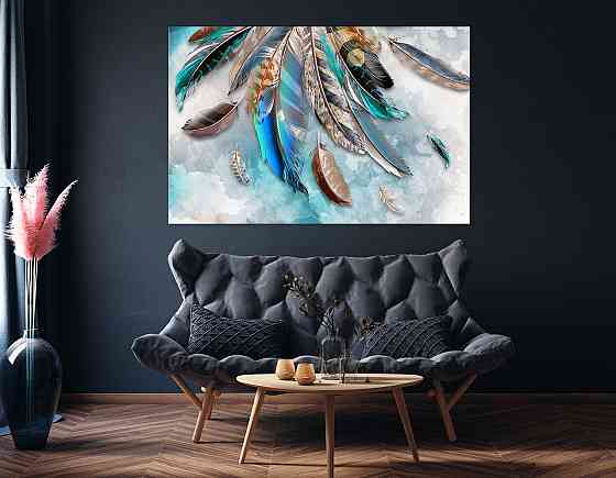 Картина холст в гостиную / спальню  Абстракція пір'я   MLP_16 Киев