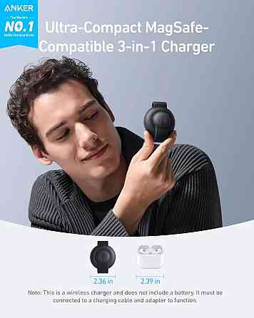 Бездротовий зарядний пристрій Anker MagGo Wireless Charging Pad 15 W 3-in-1 Foldable Black (B25M8H11) ( 17541 ) Харків