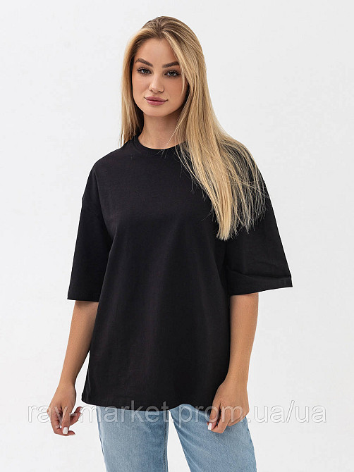 Набір футболок оверсайз жіночих 2 шт "U0104-Dark Grey-Black" XXL/3XL Київ - фото 3