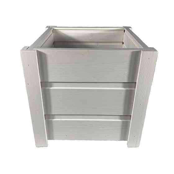 Ящик садовый декоративный для цветов или для хранения вещей из натурального дерева 26х26х27 см Белый Каменец-Подольский