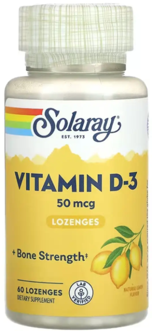 Витамин D-3 Solaray Vitamin D-3 50mcg 60 жев таб лимон Киев - изображение 1