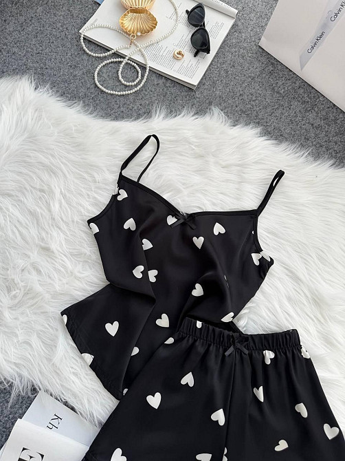 Жіноча базова повсякденна домашня шовкова піжама з мереживом Одеса - фото 2