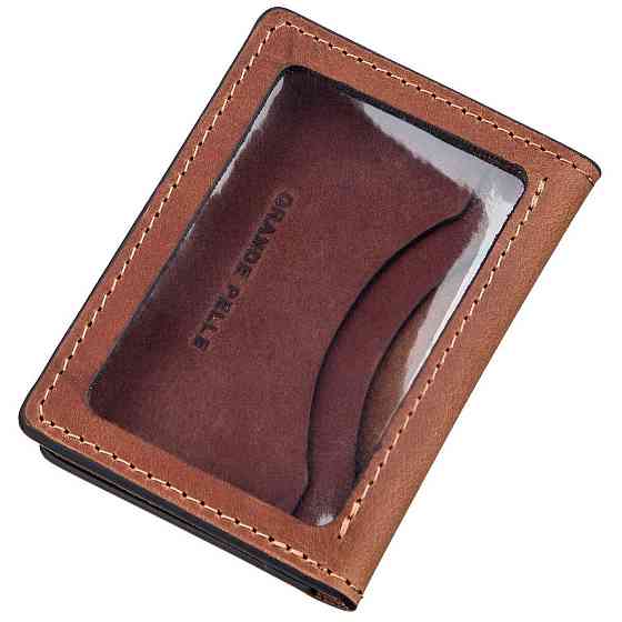 Обкладинка для водійських прав гладка шкіра Коричнева (GRANDE PELLE) Київ