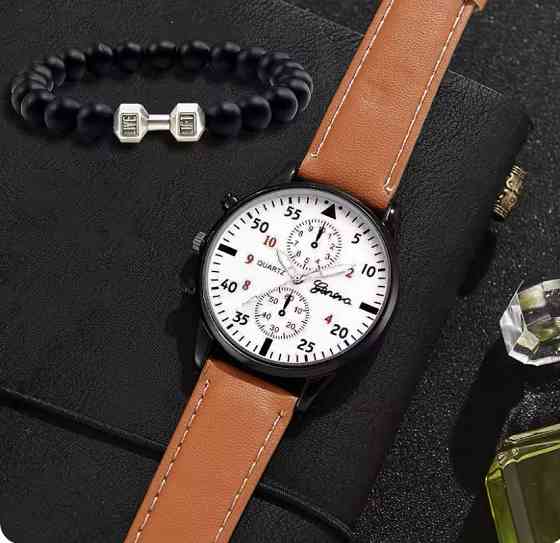 Подарочный набор для мужчин наручные часы с 1 оригинальным браслетом диам 4см дл 24см шир рем 2см без коробки Киев