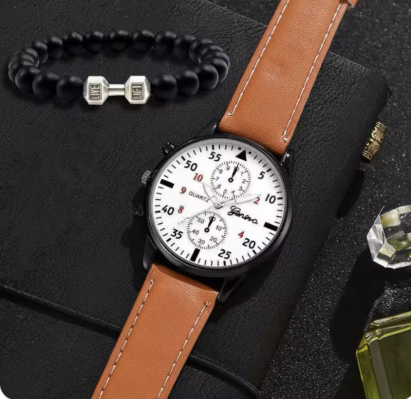 Подарочный набор для мужчин наручные часы с 1 оригинальным браслетом диам 4см дл 24см шир рем 2см без коробки Киев - изображение 1