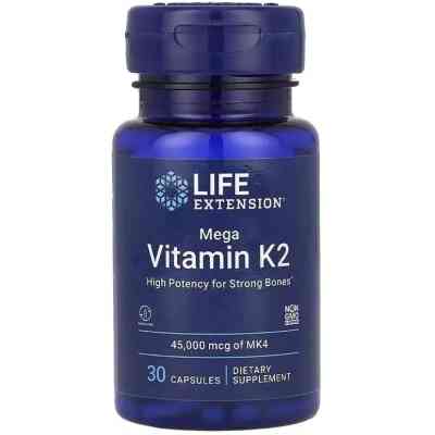 Вітамінно-мінеральний комплекс Life Extension Вітамін К2, 45 мг, Mega Vitamin K2, 30 капсул (LEX-24173) Вінниця