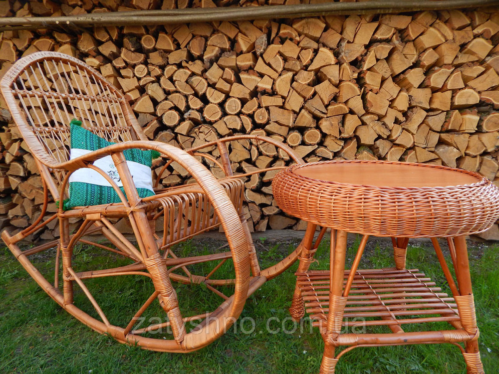 Крісло гойдалка плетена з кавовим столом Київ - фото 4