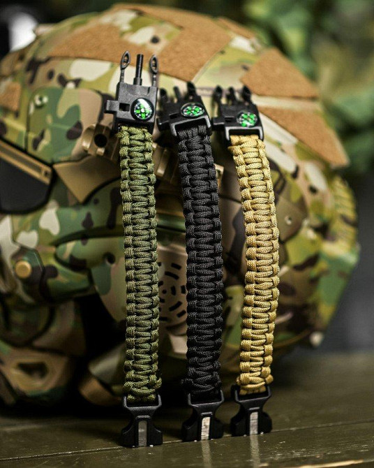 PARACORD БРАСЛЕТ З ВИСКОРЕМ, КОМПАСОМ ТА СВИСТКОМ ОЛИВА Одеса - фото 3