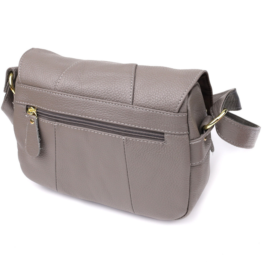 Практична сумка з натуральної шкіри для стильних жінок Vintage 22974 Сірий Київ - фото 2