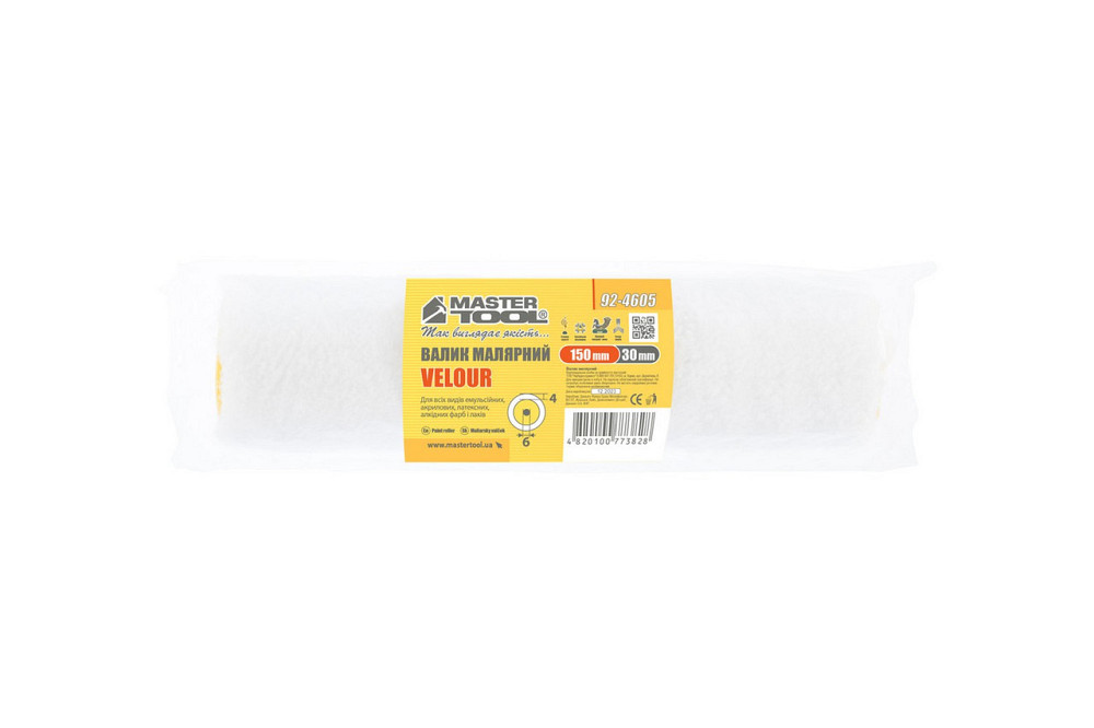 Валик малярный MASTERTOOL Velour 30/150/4 мм Ø 6 мм 92-4605 Ровно - изображение 3