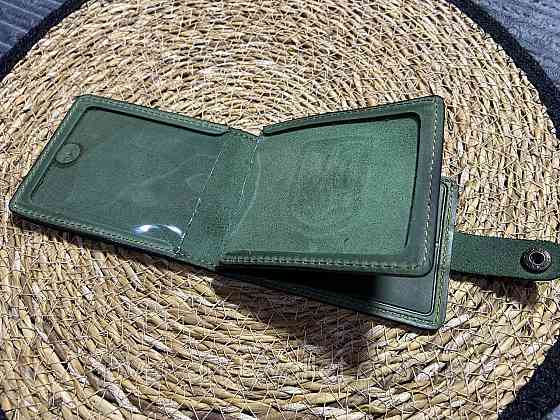 Кожаная обложка портмоне на кнопке Инвалид войны P-Leather Киев