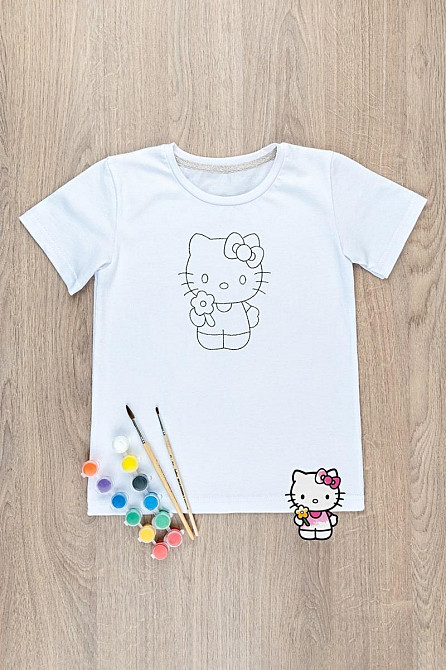 Футболка-розмальовка дитяча HELLO KITTY Крохатушка одяг Київ - фото 2