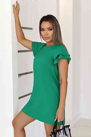 Платье летнее с воланами на плечах Fiesta Батал 54-56, Зеленый Киев